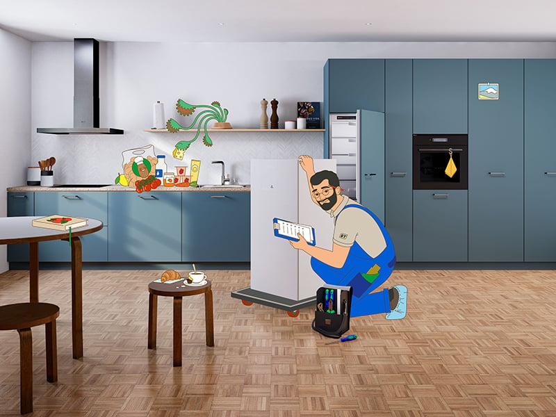 Küchenservice mit Illustration