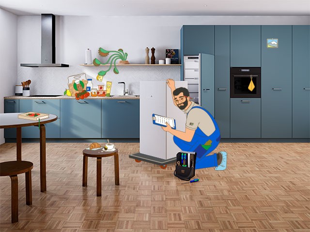 Küche mit animiertem Installateur