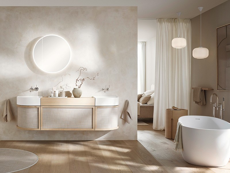 Badmöbel Alterna yuwia in Cream mit Badewanne rechts