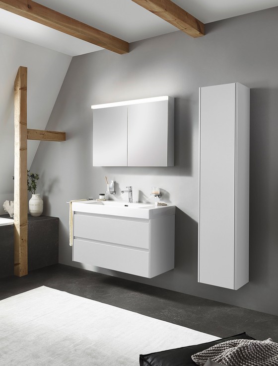 Waschtischmöbel Alterna pro S in Weiss mit Hochschrank